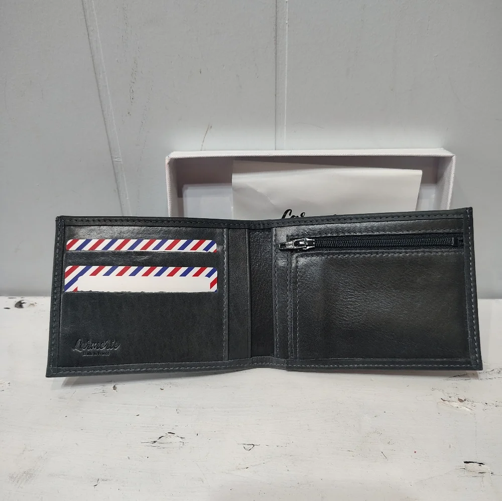Men’s Italian Nubuck Leather Wallet Gift Boxed Gray Larmorie Officiel Arthur 2.0
